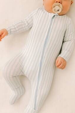 NEW POLISHED PRINTS kids striped 2-way zip romper in blue